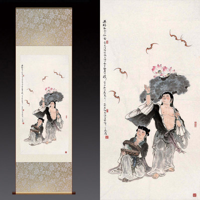 和合二仙画像新挂画 在好意头中寻得好店好资情