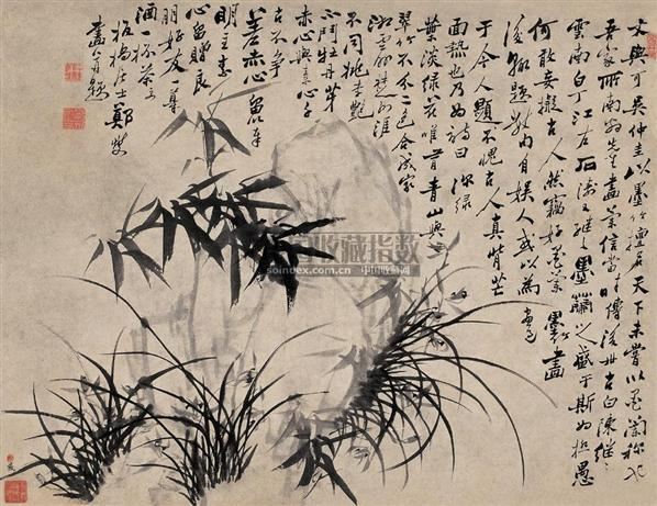 兰竹石图+立轴+水墨纸本-郑燮-中国古代书画-2007